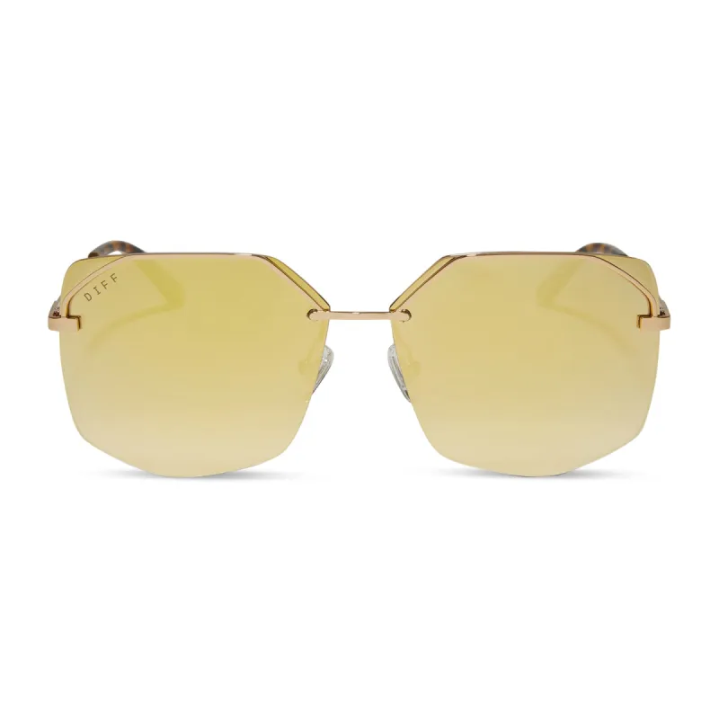 BREE - GOLD + BRILLIANT GOLD MIRROR + POLARIZED SUNGLASSES sold by Diff Eyewear