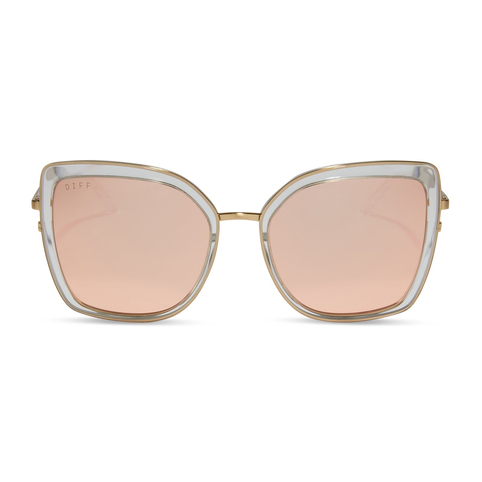 CLARISSE - CLEAR CRYSTAL + PEACH MIRROR SUNGLASSES sold by Diff Eyewear