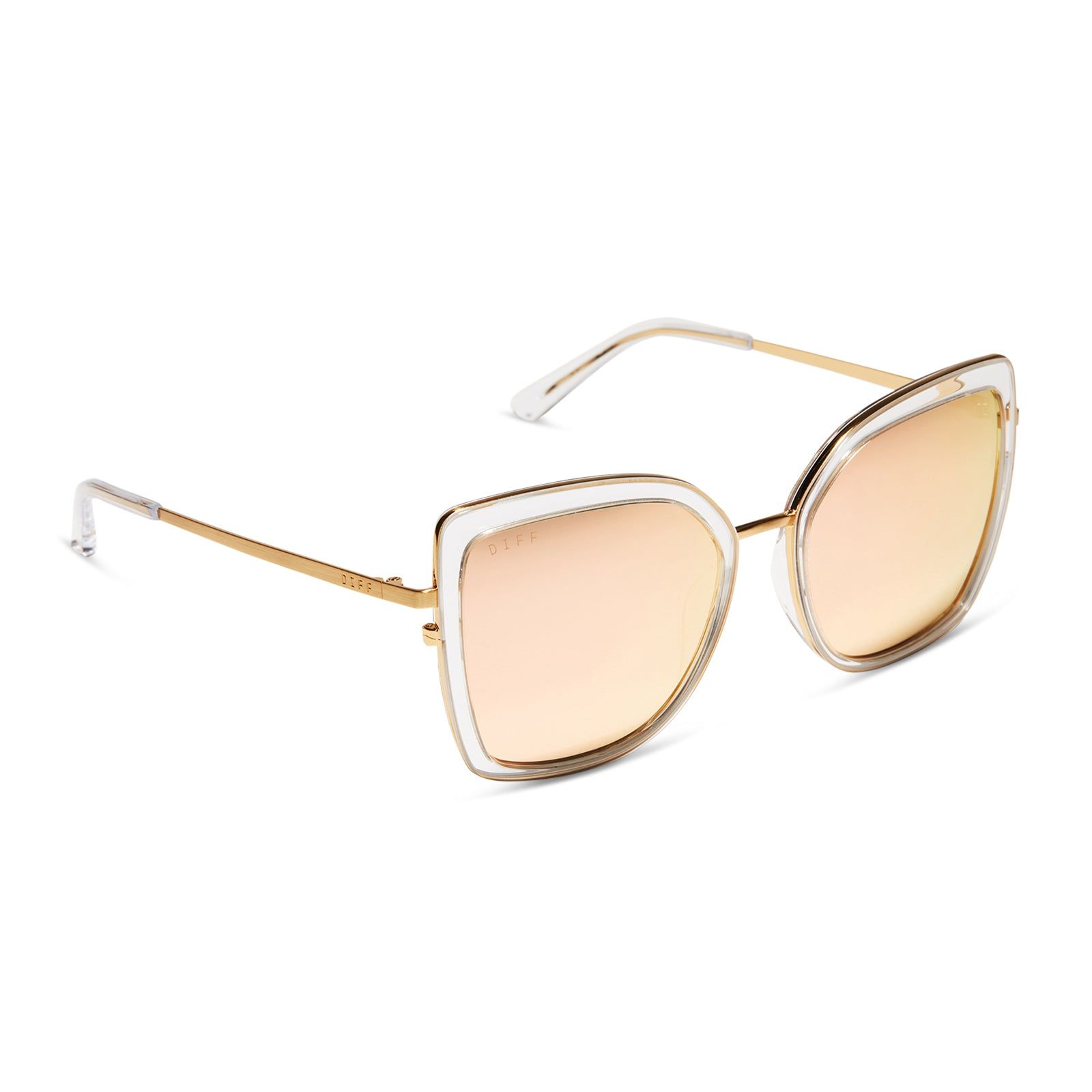 CLARISSE - CLEAR CRYSTAL + PEACH MIRROR SUNGLASSES sold by Diff Eyewear product image thumbnail 2