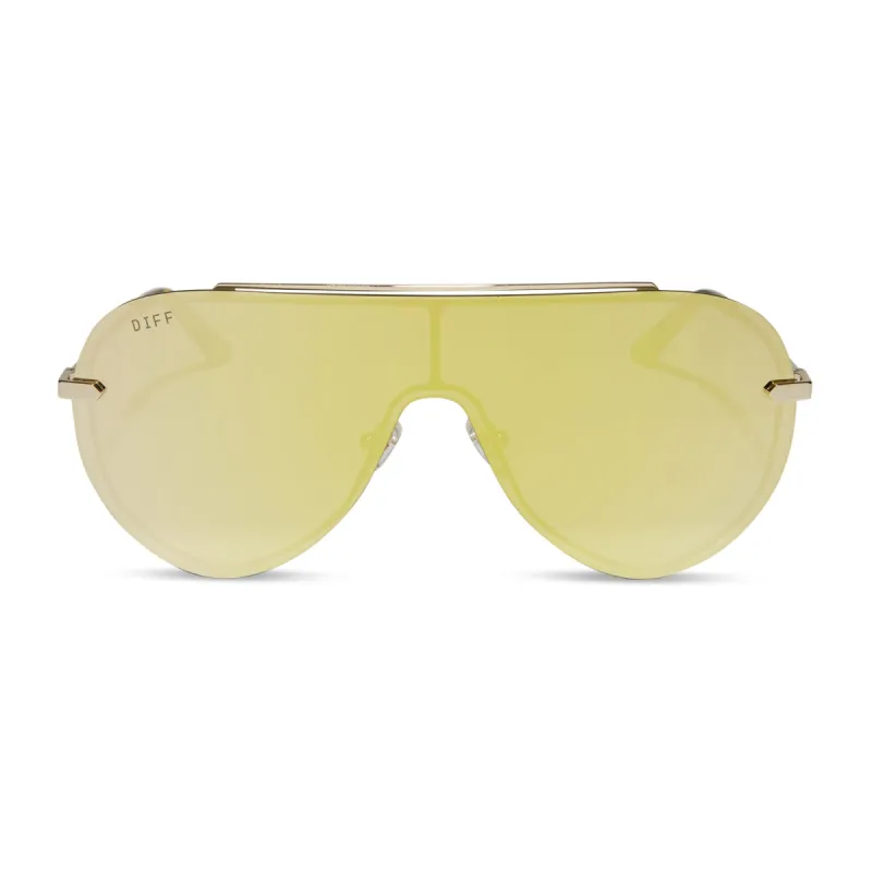 IMANI - GOLD + BRILLIANT GOLD MIRROR SUNGLASSES sold by Diff Eyewear