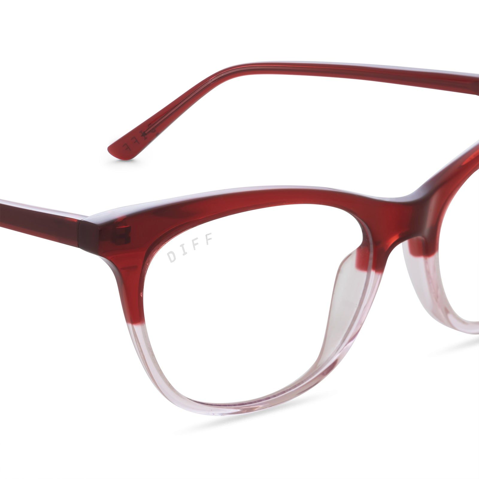 JADE - ROSEWOOD OMBRE + CLEAR GLASSES sold by Diff Eyewear product image thumbnail 3