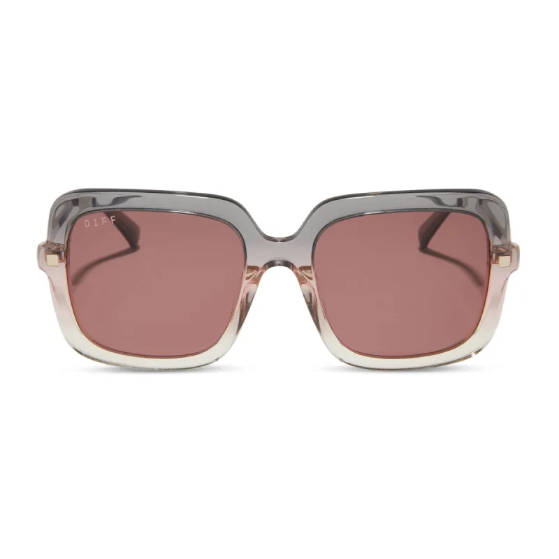 SANDRA - SMOKE ROSE CRYSTAL OMBRE + MAUVE SUNGLASSES sold by Diff Eyewear