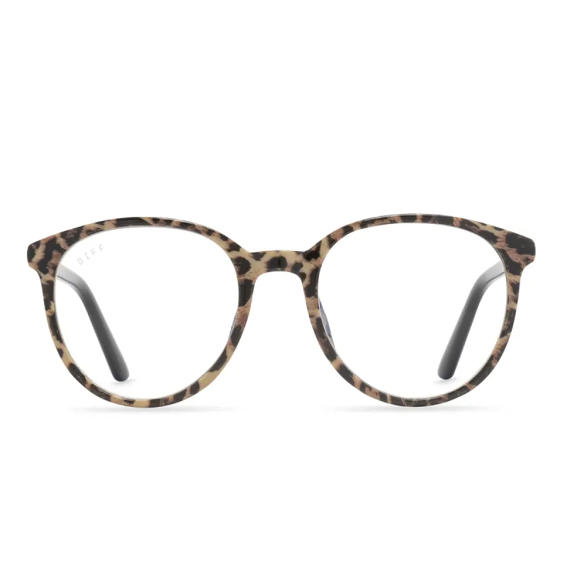 JEANNE - LEOPARD TORTOISE + BLUE LIGHT READERS sold by Diff Eyewear
