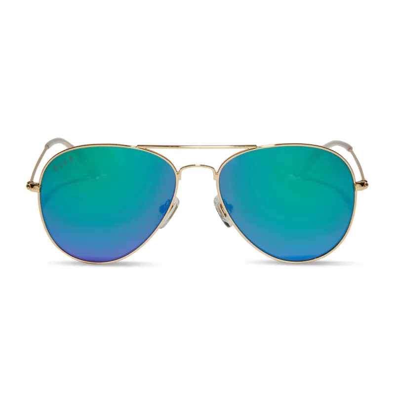 CRUZ - GOLD + BLUE MIRROR SUNGLASSES sold by Diff Eyewear