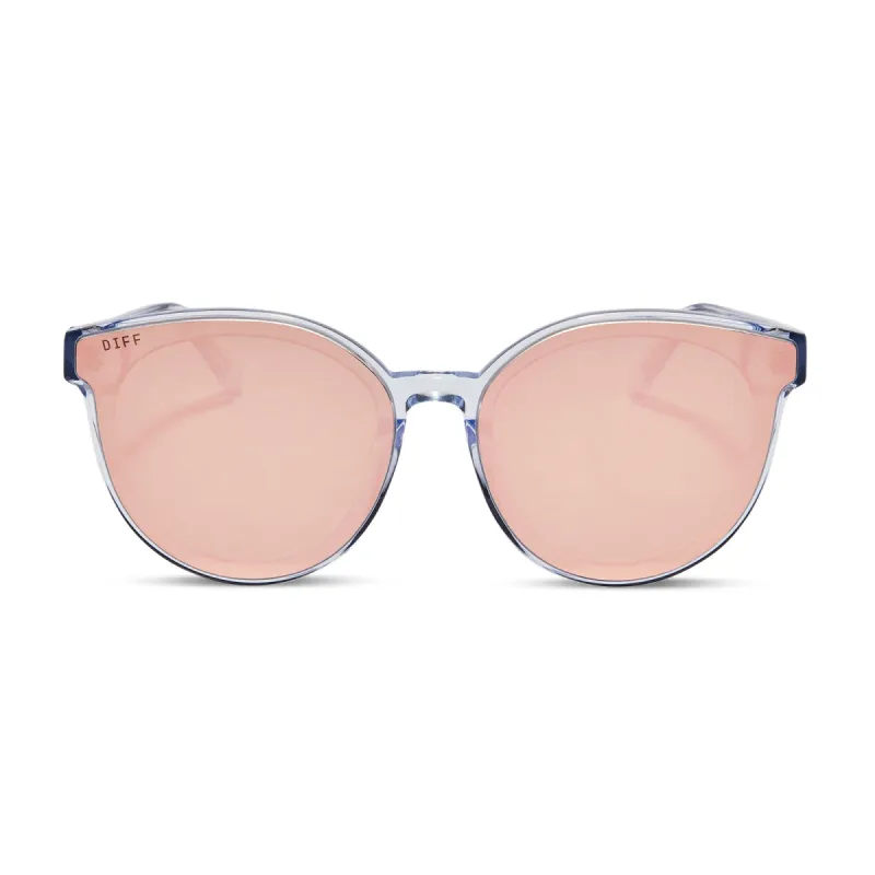 GEMMA - CLEAR CRYSTAL + PEACH MIRROR SUNGLASSES sold by Diff Eyewear