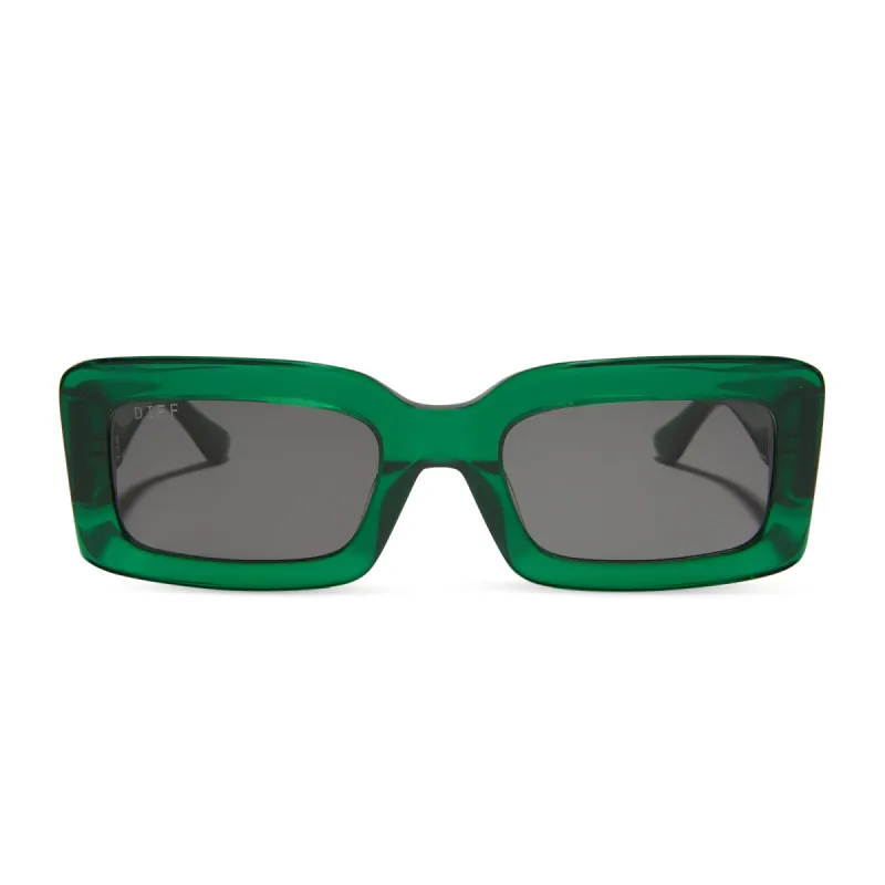 INDY - PALM GREEN CRYSTAL + GREY + POLARIZED SUNGLASSES sold by Diff Eyewear