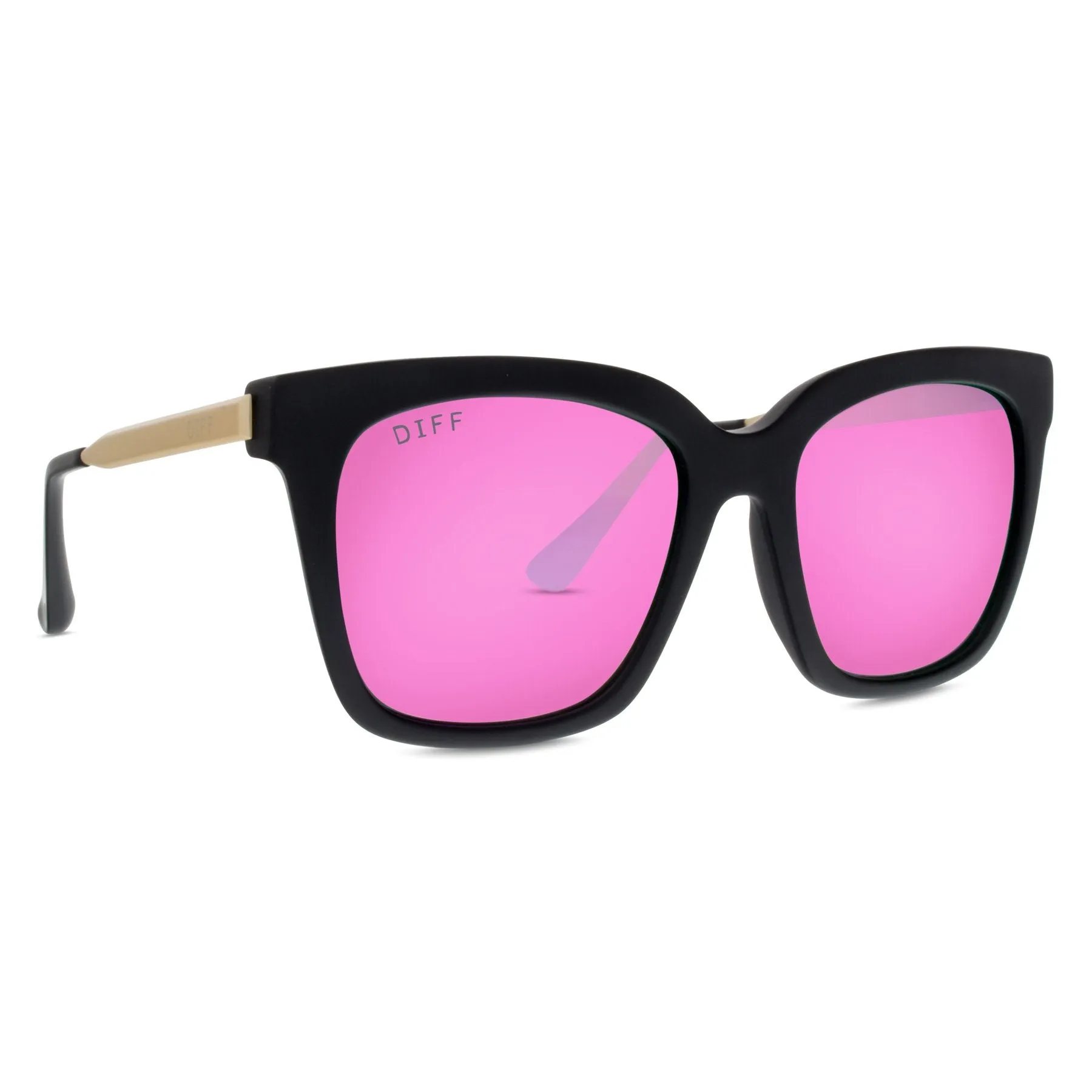 BELLA - MATTE BLACK + PINK MIRROR + POLARIZED SUNGLASSES sold by Diff Eyewear product image thumbnail 3