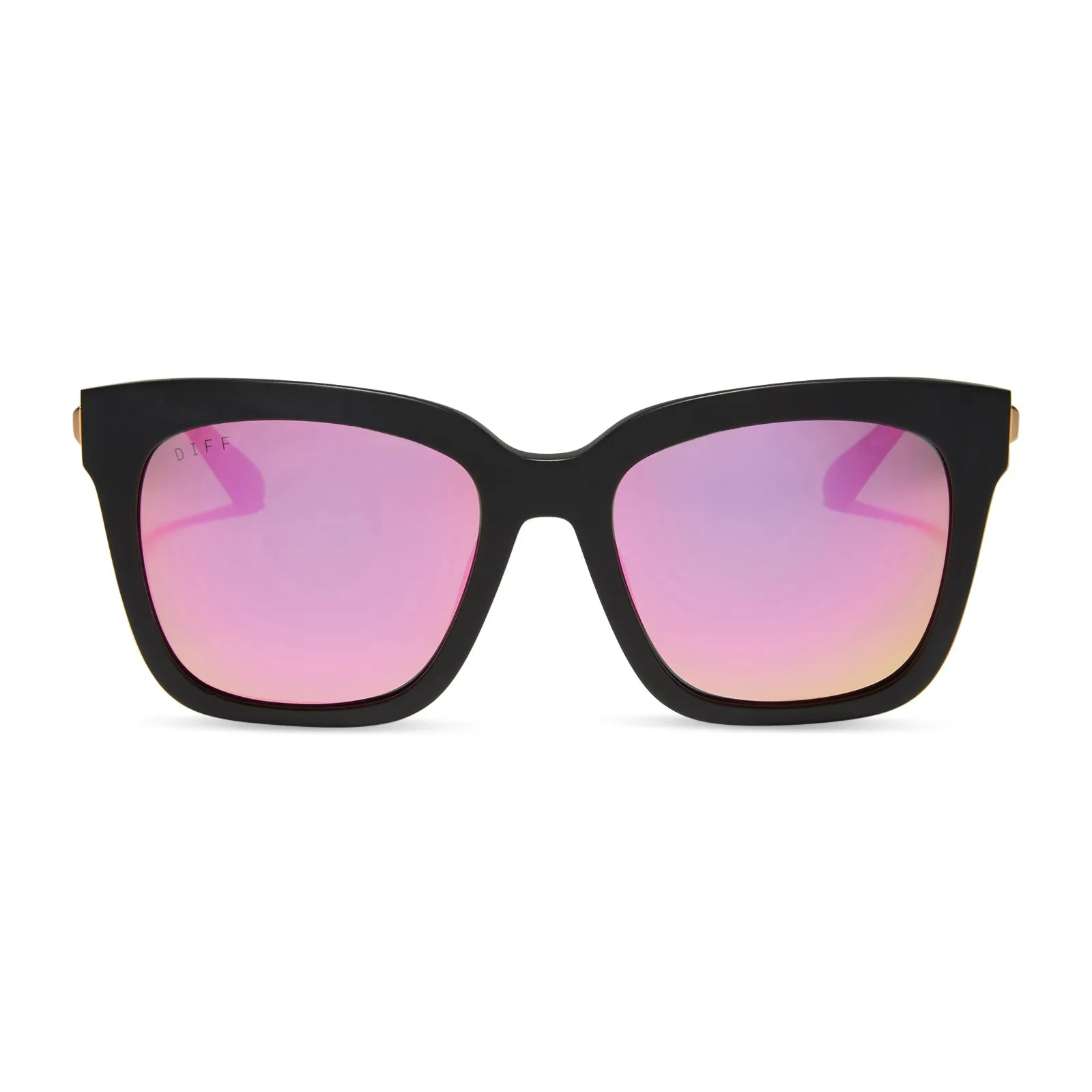 BELLA - MATTE BLACK + PINK MIRROR + POLARIZED SUNGLASSES sold by Diff Eyewear