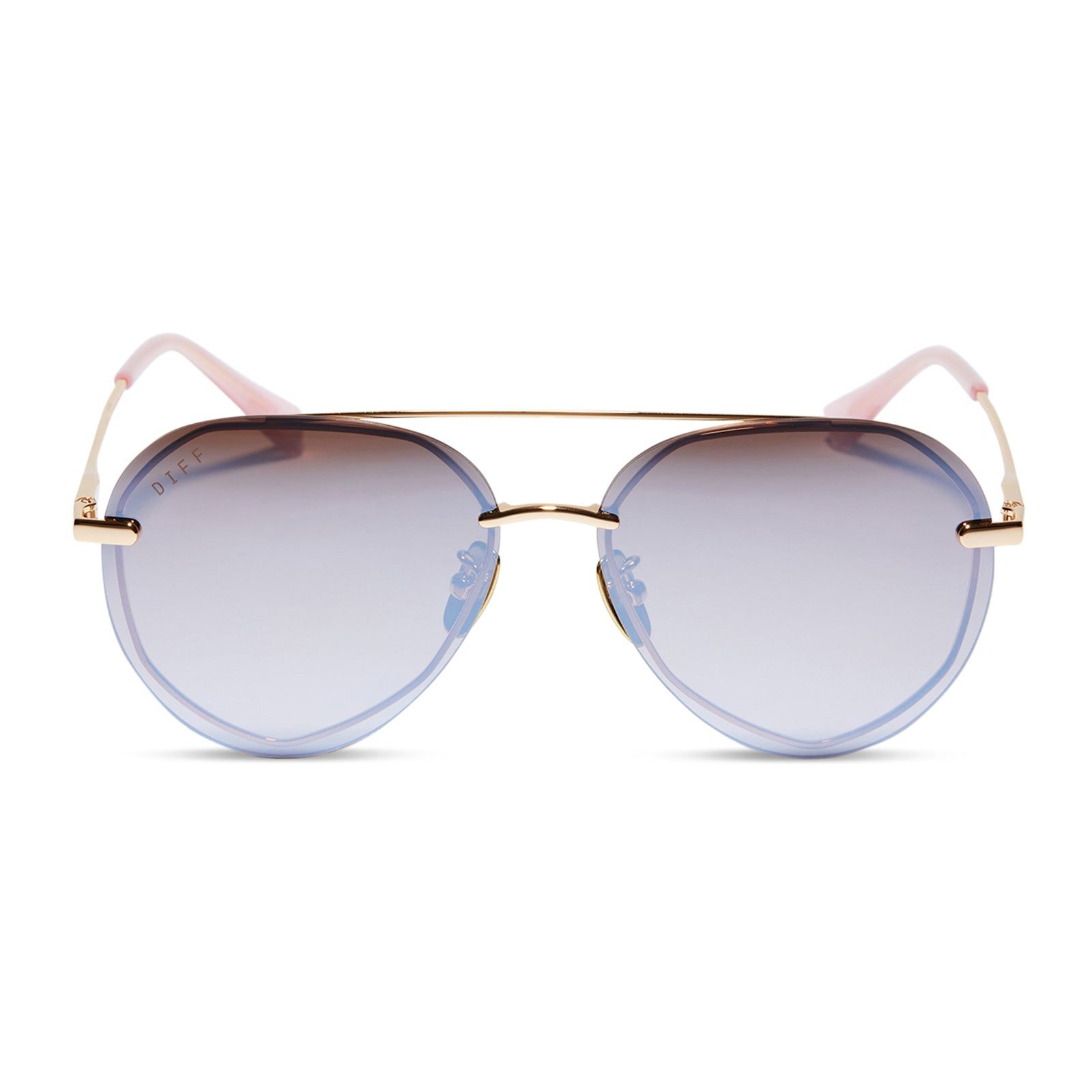 LENOX XS - GOLD + TAUPE ROSE GRADIENT FLASH POLARIZED SUNGLASSES sold by Diff Eyewear