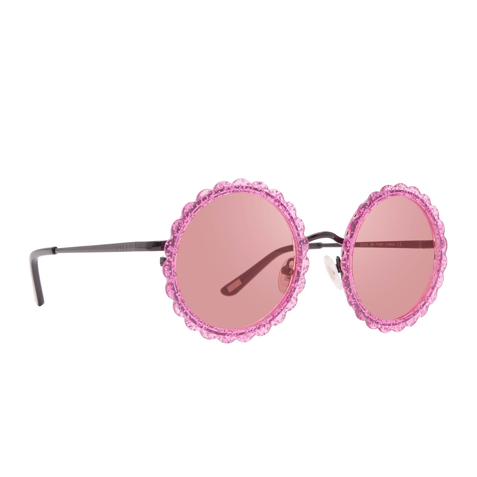 DIXIE - BLACK PINK GLITTER + TRANSPARENT PINK SUNGLASSES sold by Diff Eyewear product image thumbnail 2