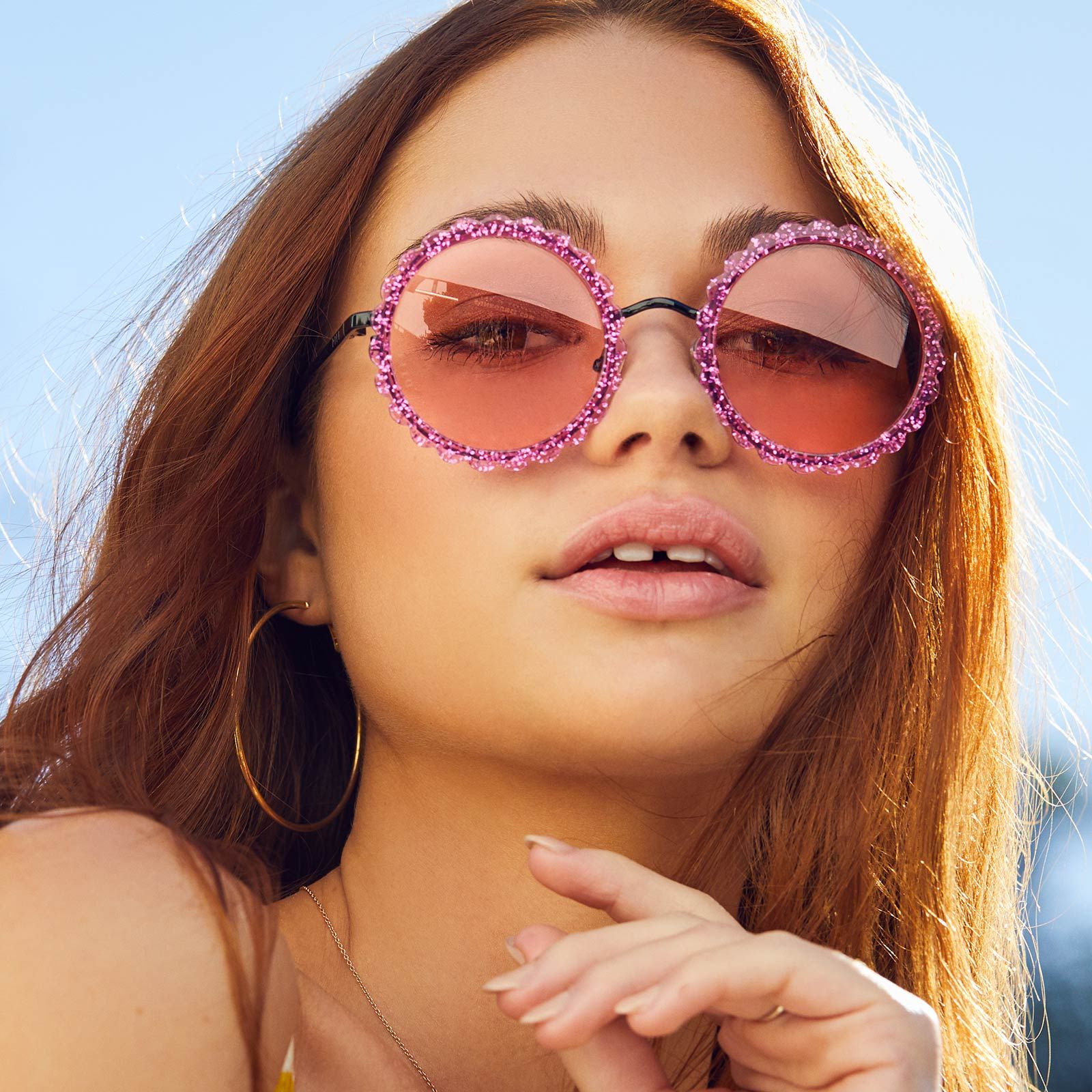 DIXIE - BLACK PINK GLITTER + TRANSPARENT PINK SUNGLASSES sold by Diff Eyewear product image thumbnail 4