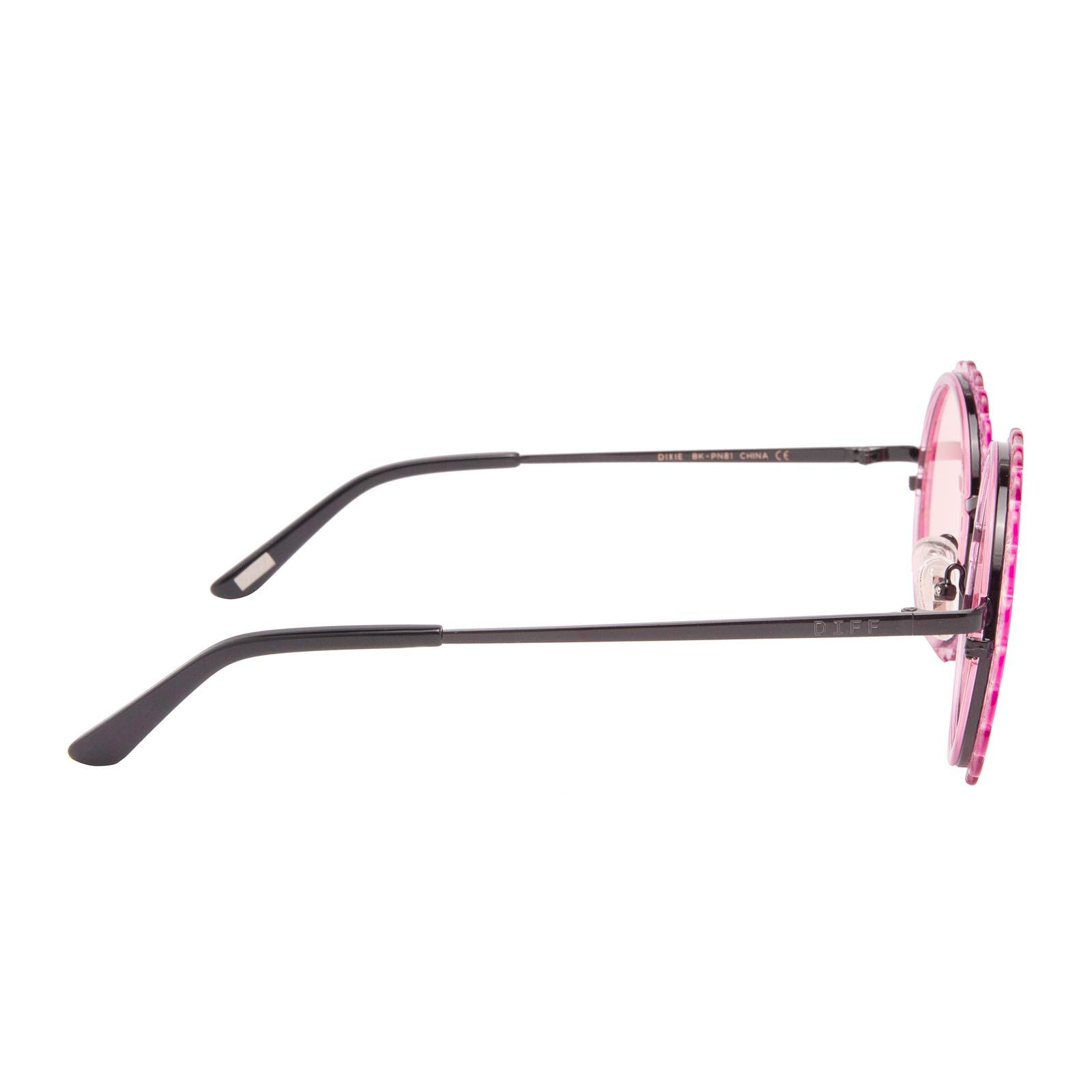 DIXIE - BLACK PINK GLITTER + TRANSPARENT PINK SUNGLASSES sold by Diff Eyewear product image thumbnail 3