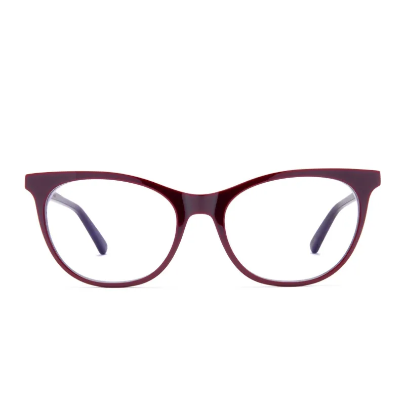 JADE - CLARET + CLEAR GLASSES sold by Diff Eyewear