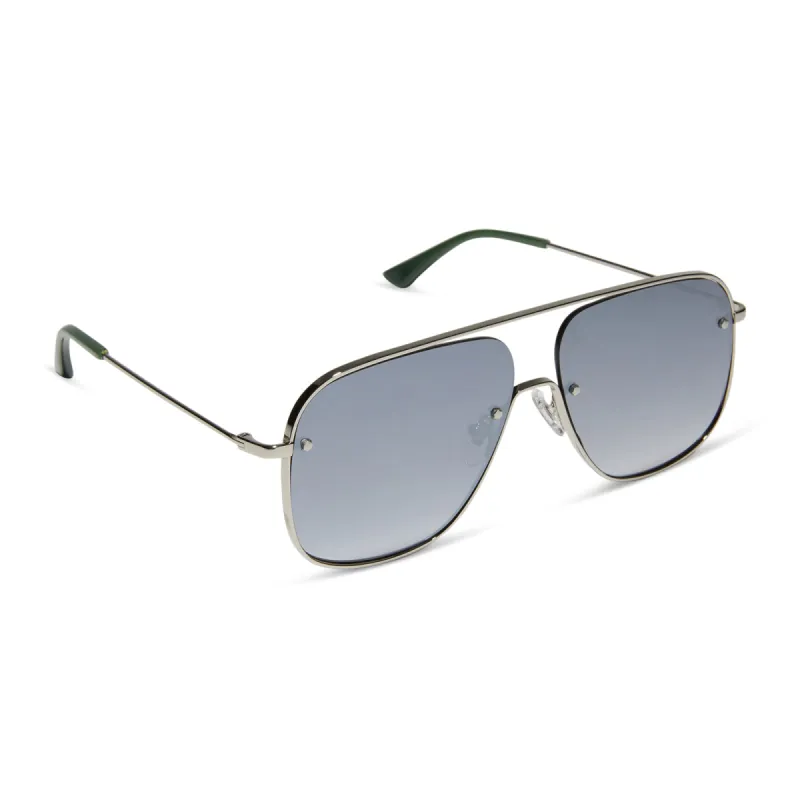 CYNTHIA - SILVER W ALPINE TEMPLE TIPS + GREY GRADIENT WITH SILVER FLASH + POLARIZED SUNGLASSES sold by Diff Eyewear