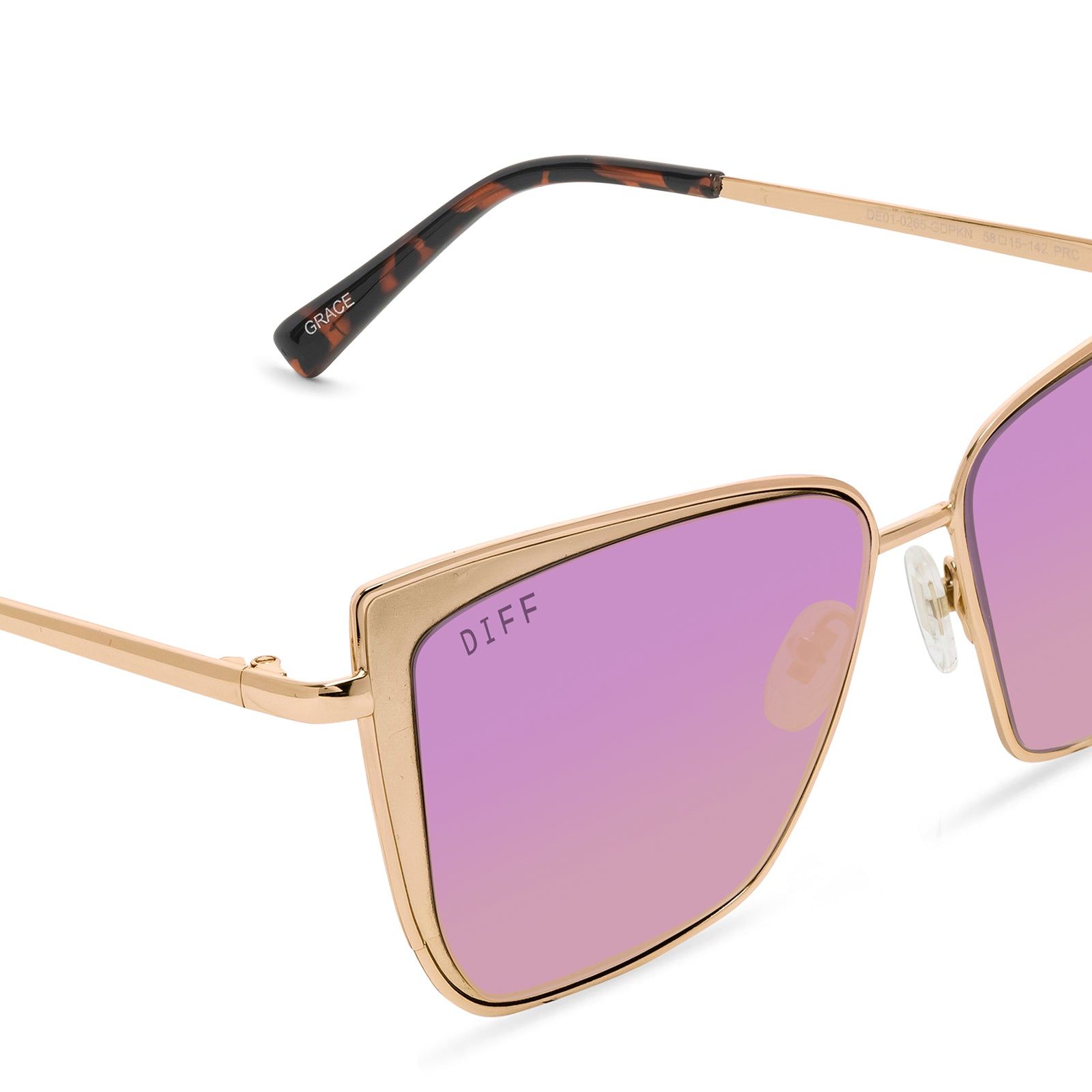 GRACE - GOLD + PINK MIRROR SUNGLASSES sold by Diff Eyewear product image thumbnail 3