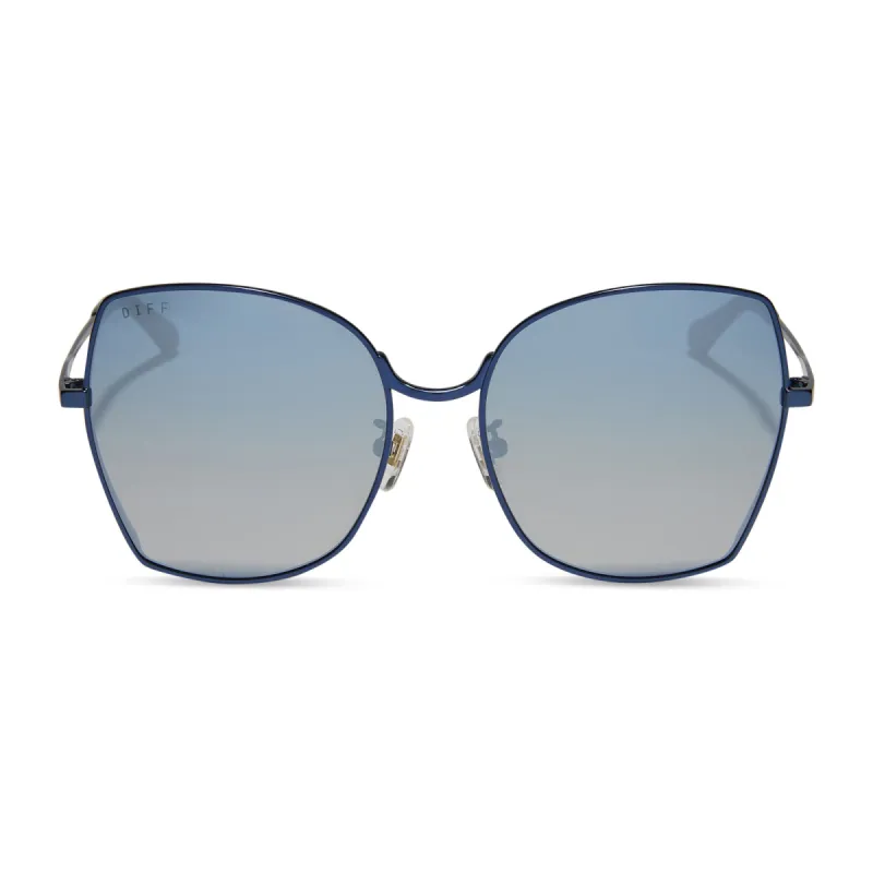 DONNA - DEEP NAVY METAL + AEGEAN BLUE FLASH SUNGLASSES sold by Diff Eyewear