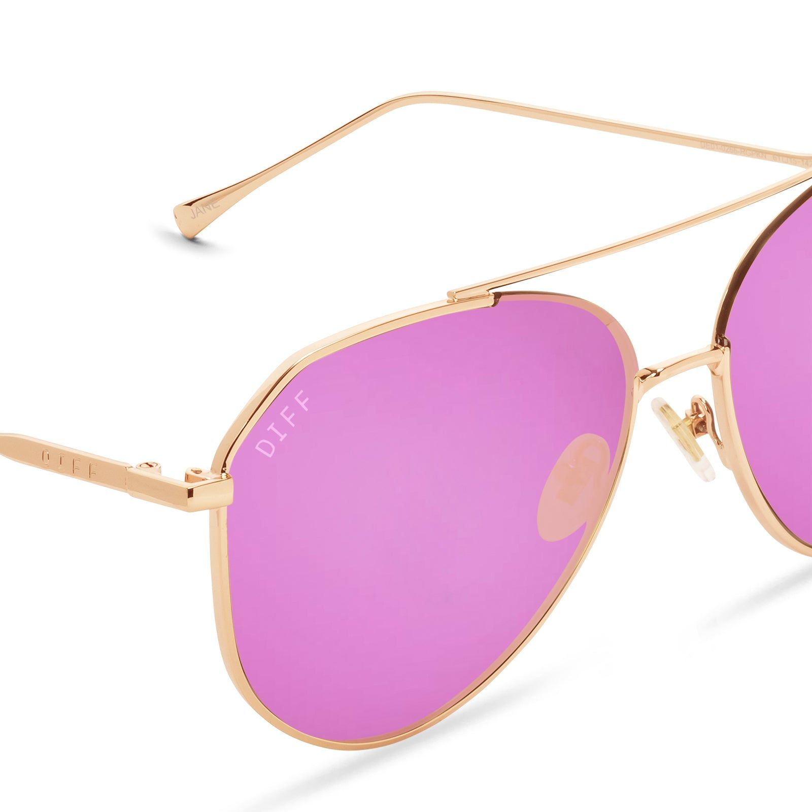 JANE - ROSE GOLD + PINK MIRROR SUNGLASSES sold by Diff Eyewear product image thumbnail 4