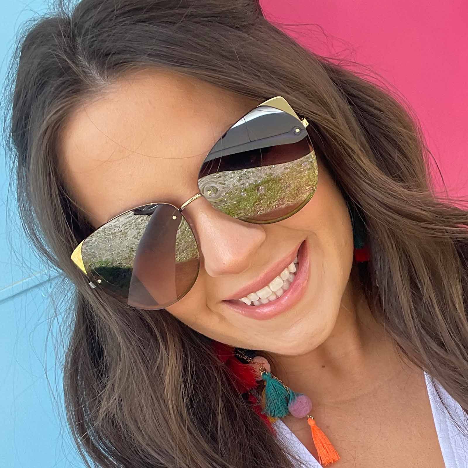 CORA - GOLD + BROWN GRADIENT MIRROR SUNGLASSES sold by Diff Eyewear product image thumbnail 5