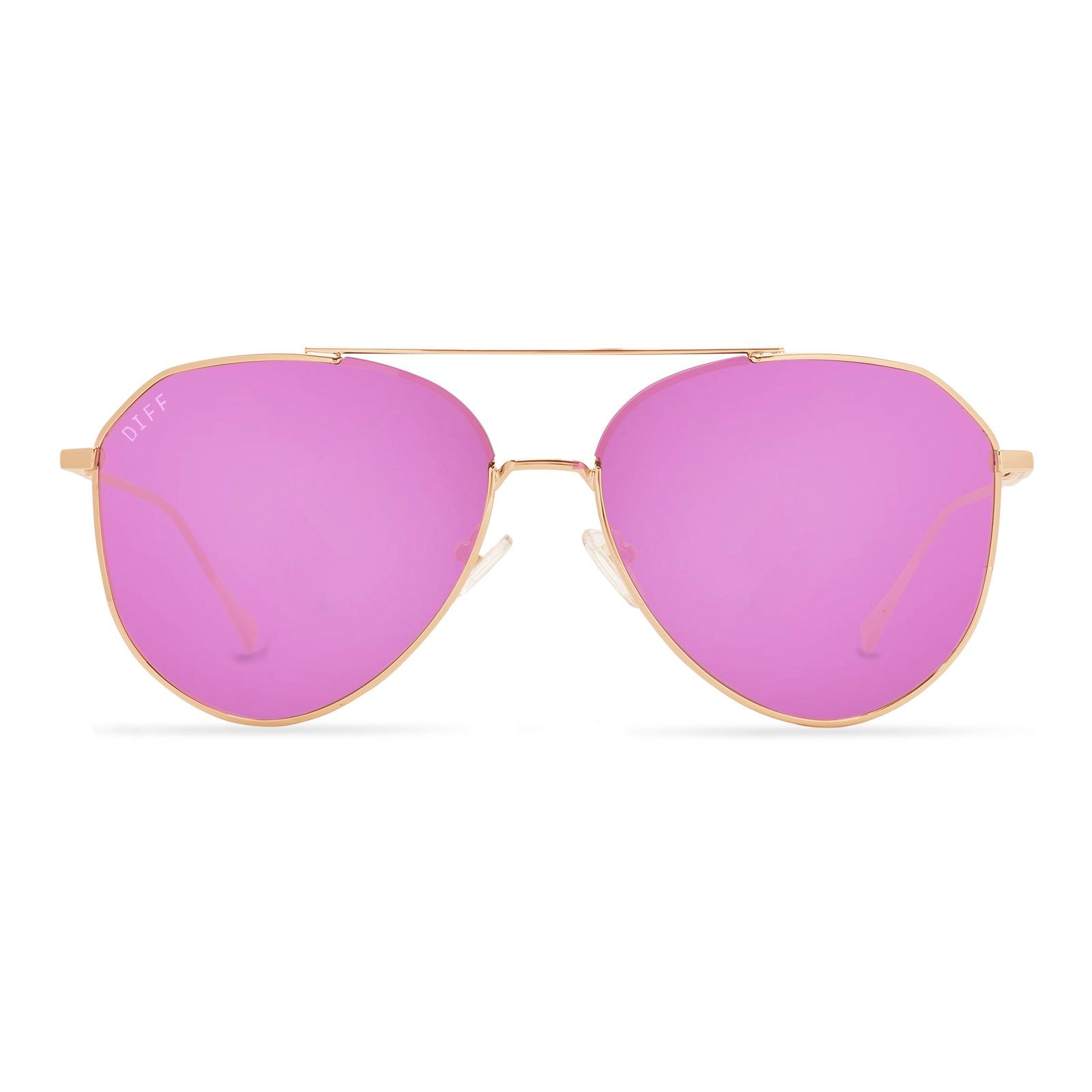 JANE - ROSE GOLD + PINK MIRROR SUNGLASSES sold by Diff Eyewear