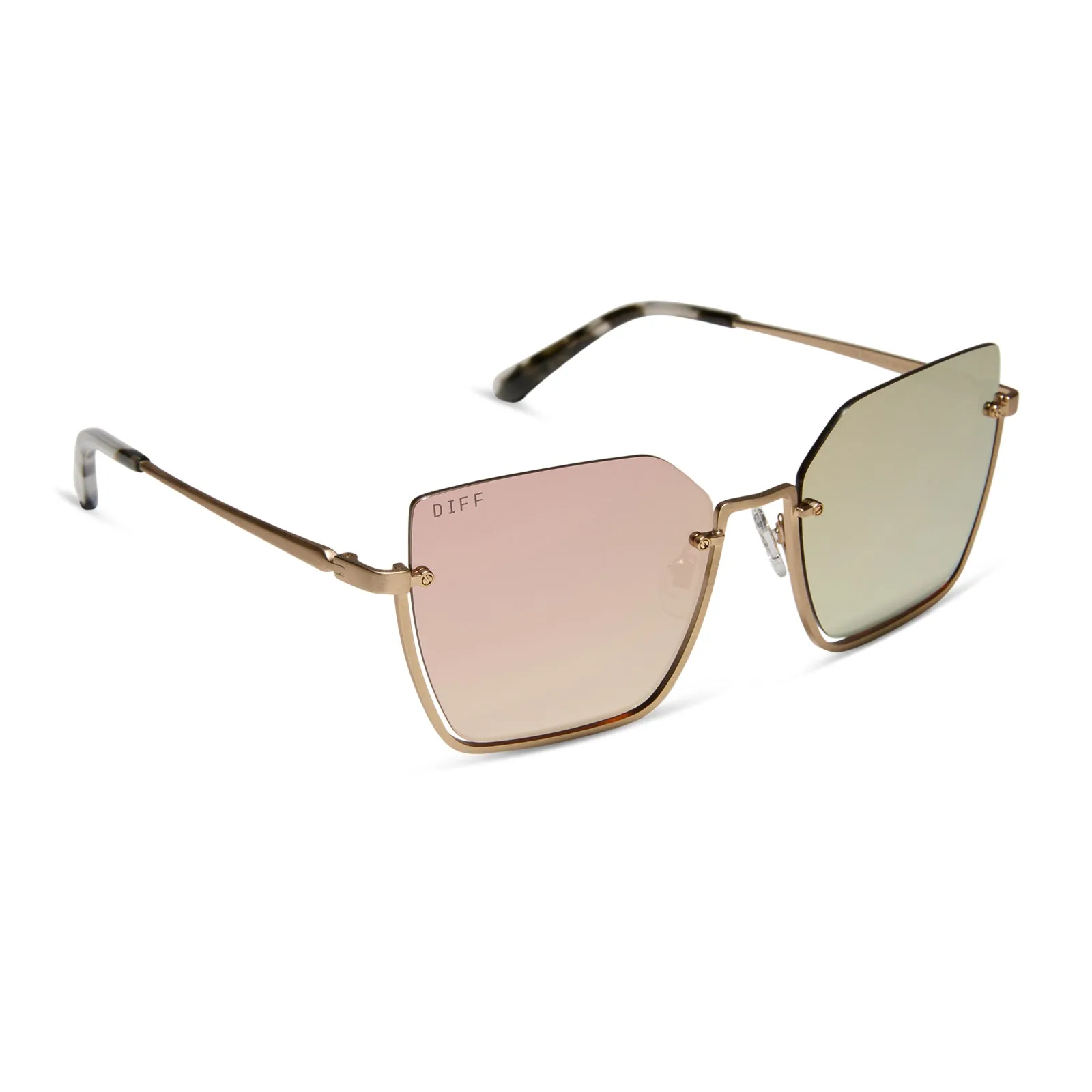ANALISE - BRUSHED GOLD W KOMBU TEMPLE TIPS + TAUPE MIRROR + POLARIZED SUNGLASSES sold by Diff Eyewear product image thumbnail 2
