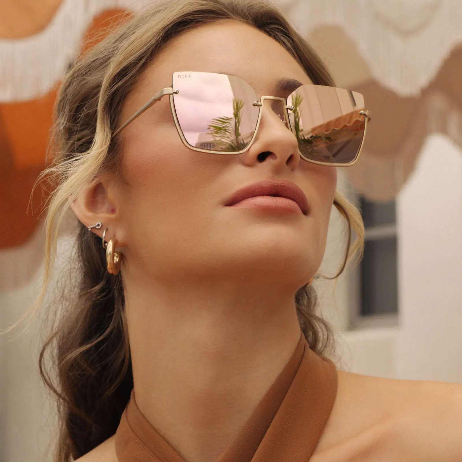 ANALISE - BRUSHED GOLD W KOMBU TEMPLE TIPS + TAUPE MIRROR + POLARIZED SUNGLASSES sold by Diff Eyewear product image thumbnail 5