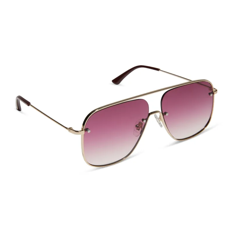CYNTHIA - GOLD W BORDEAUX TEMPLE TIPS + WINE GRADIENT + POLARIZED SUNGLASSES sold by Diff Eyewear