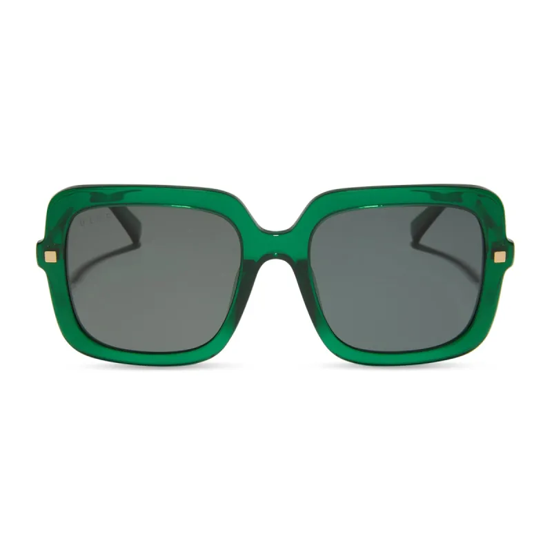 SANDRA - PALM GREEN CRYSTAL + GREY + POLARIZED SUNGLASSES sold by Diff Eyewear