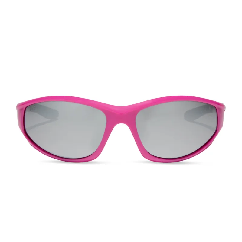 LIGHTNING - NEON PINK + SILVER MIRROR + POLARIZED SUNGLASSES sold by Diff Eyewear
