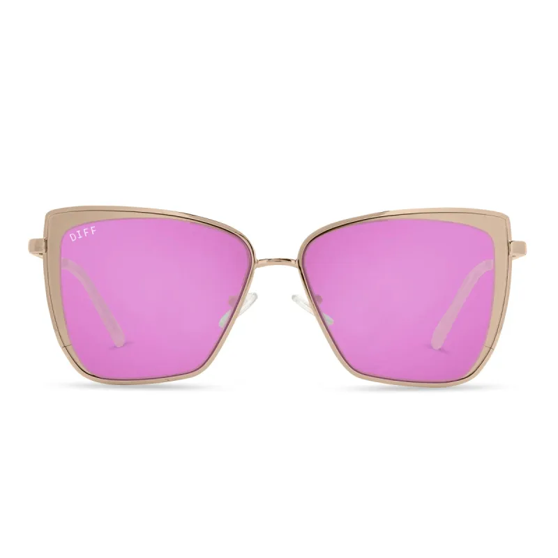 GRACE - ROSE GOLD + PINK MIRROR SUNGLASSES sold by Diff Eyewear