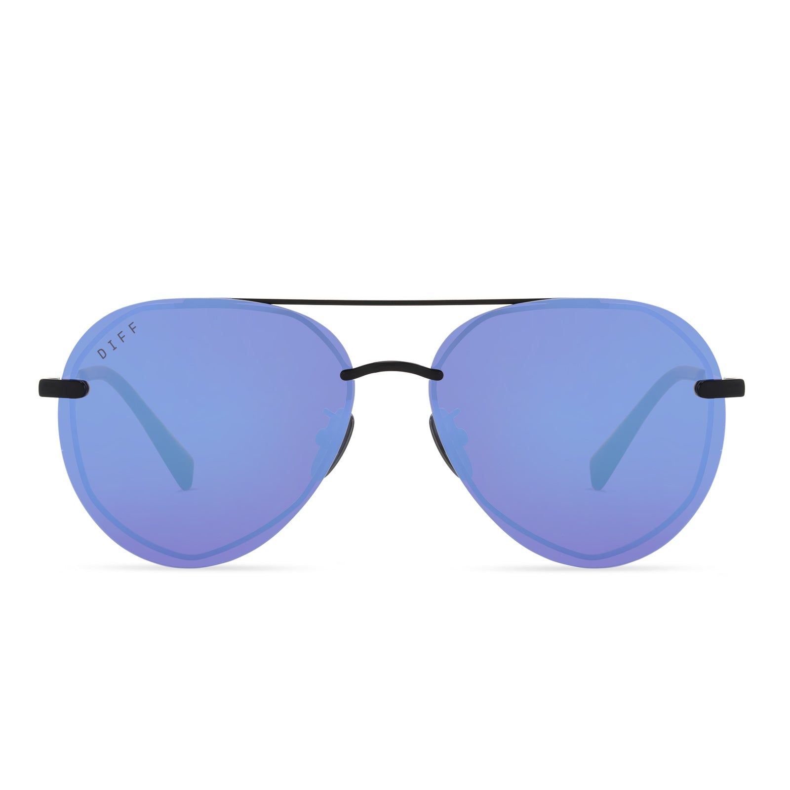 LENOX XS - MATTE BLACK + PURPLE MIRROR SUNGLASSES sold by Diff Eyewear