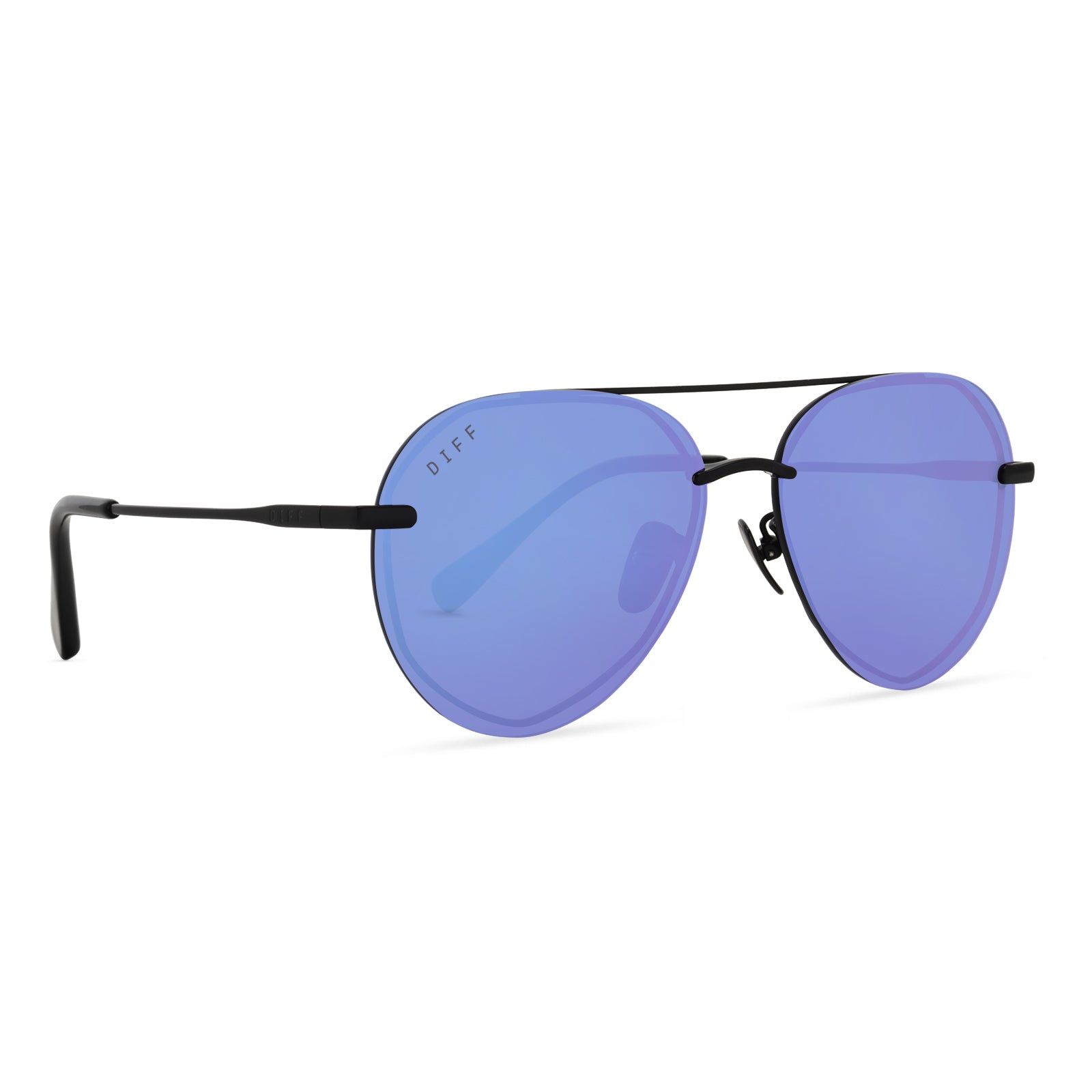 LENOX XS - MATTE BLACK + PURPLE MIRROR SUNGLASSES sold by Diff Eyewear product image thumbnail 2