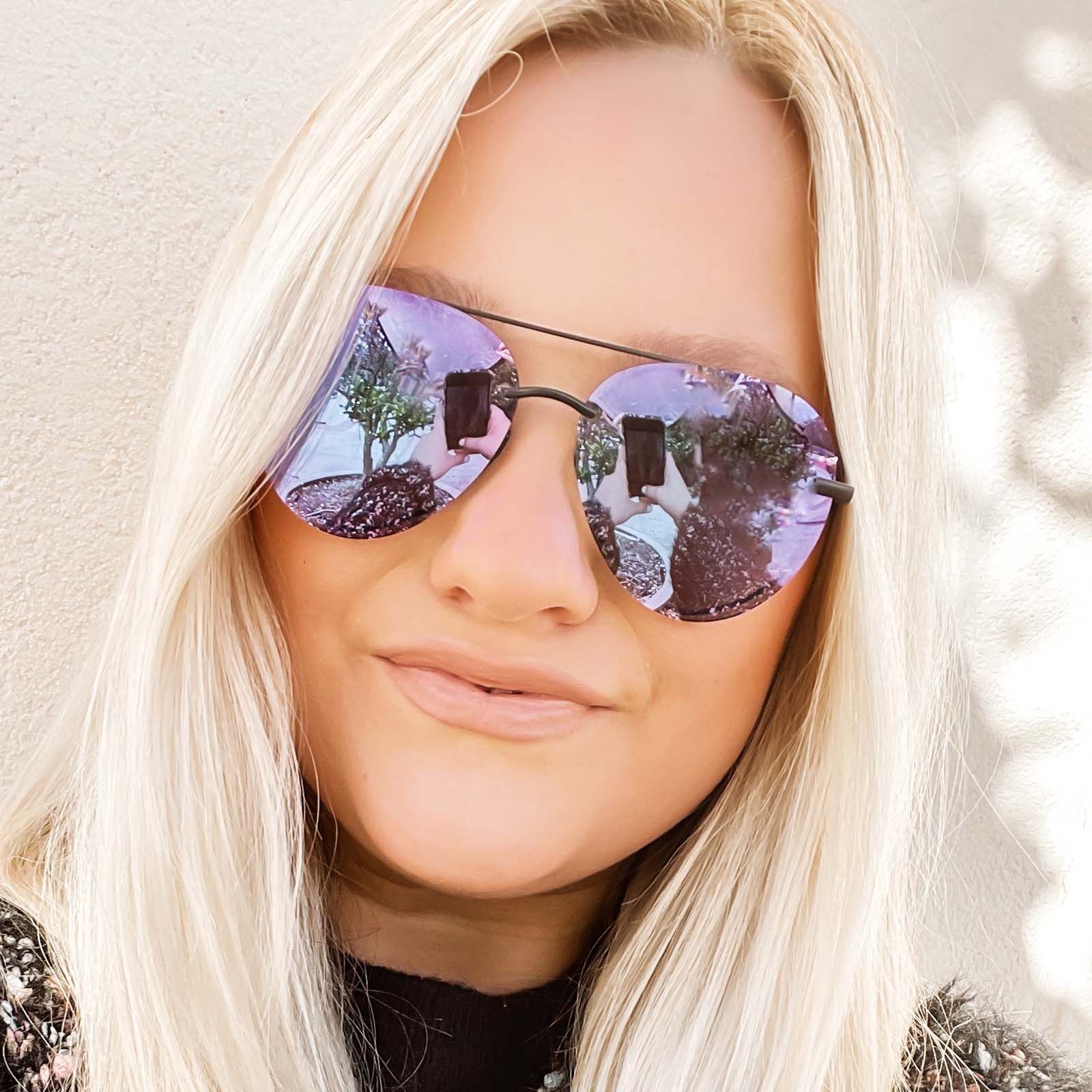 LENOX XS - MATTE BLACK + PURPLE MIRROR SUNGLASSES sold by Diff Eyewear product image thumbnail 5