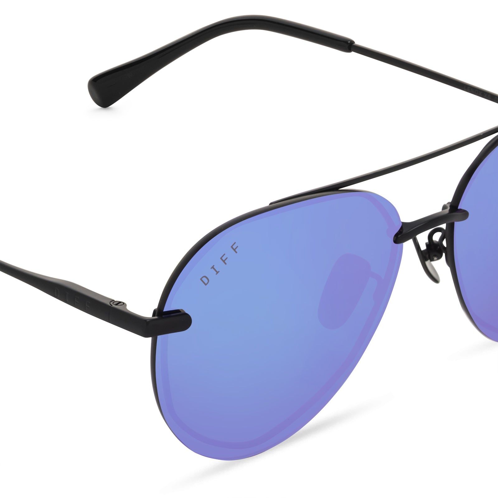 LENOX XS - MATTE BLACK + PURPLE MIRROR SUNGLASSES sold by Diff Eyewear product image thumbnail 3