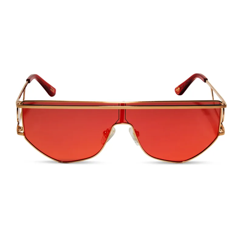 IRON MAN - BRUSHED GOLD + RED MIRROR + POLARIZED SUNGLASSES sold by Diff Eyewear