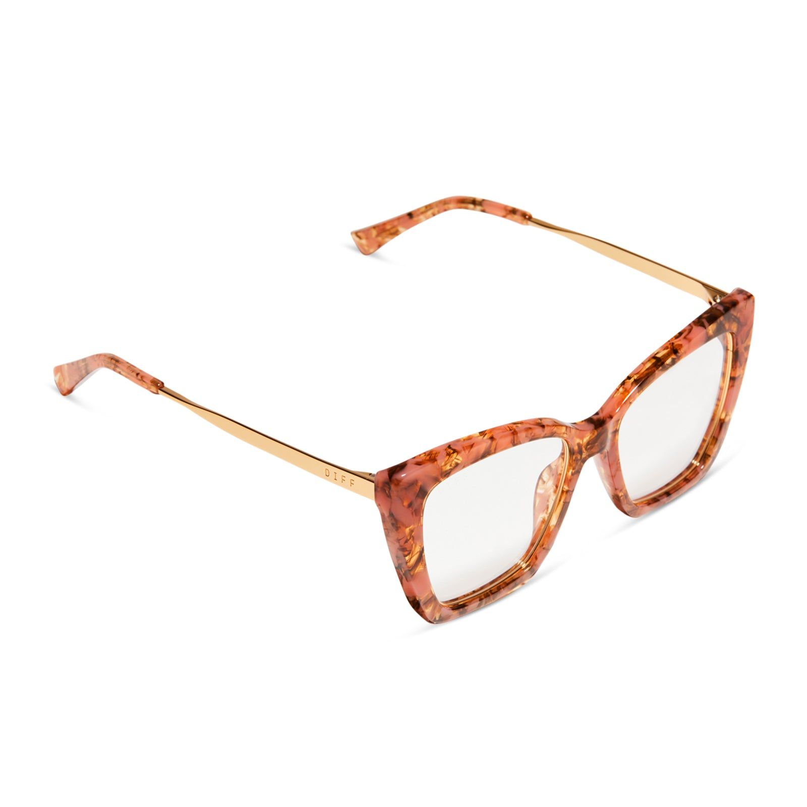 BECKY IV XS - BEIGE CORAL TORTOISE + CLEAR GLASSES sold by Diff Eyewear product image thumbnail 4