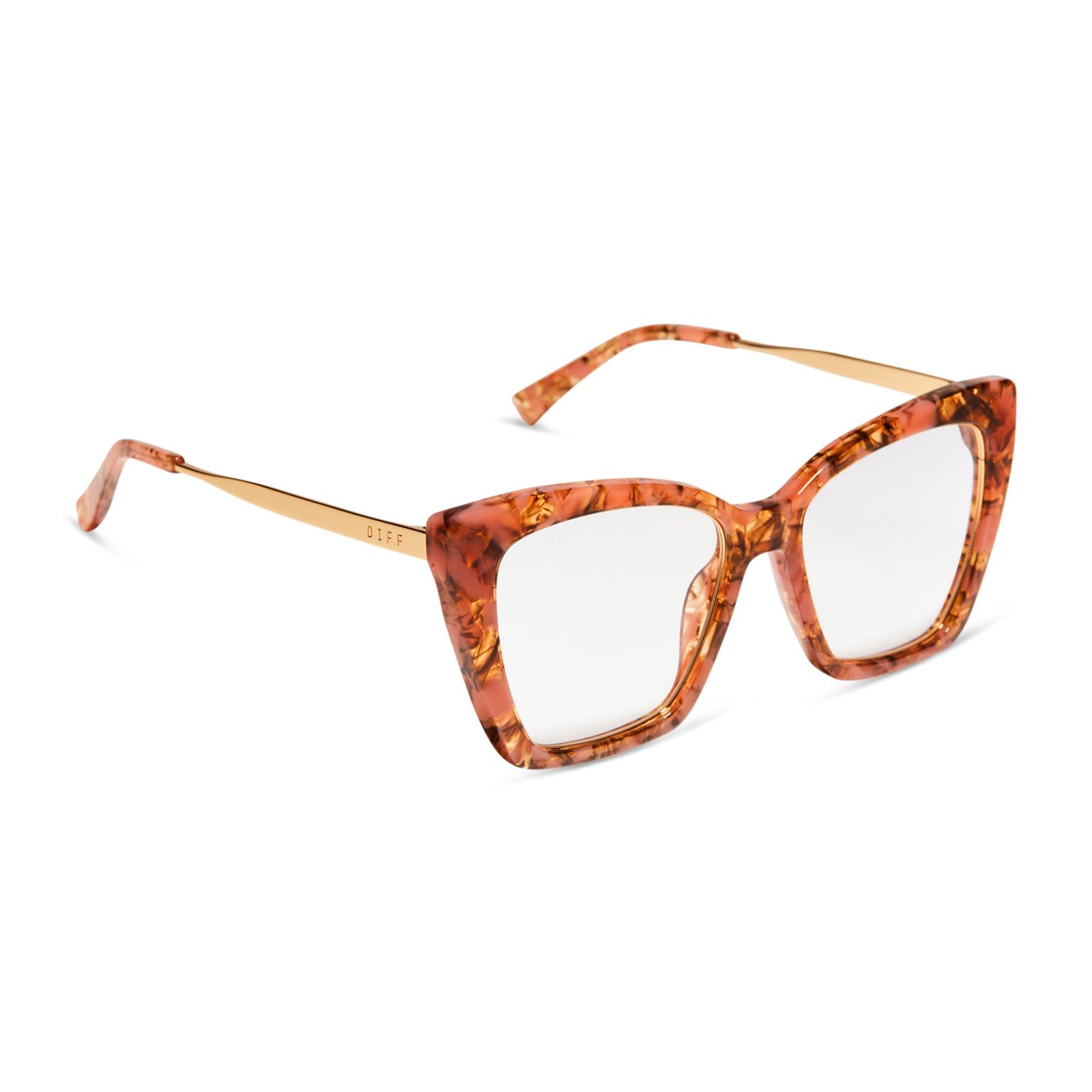 BECKY IV XS - BEIGE CORAL TORTOISE + CLEAR GLASSES sold by Diff Eyewear product image thumbnail 2