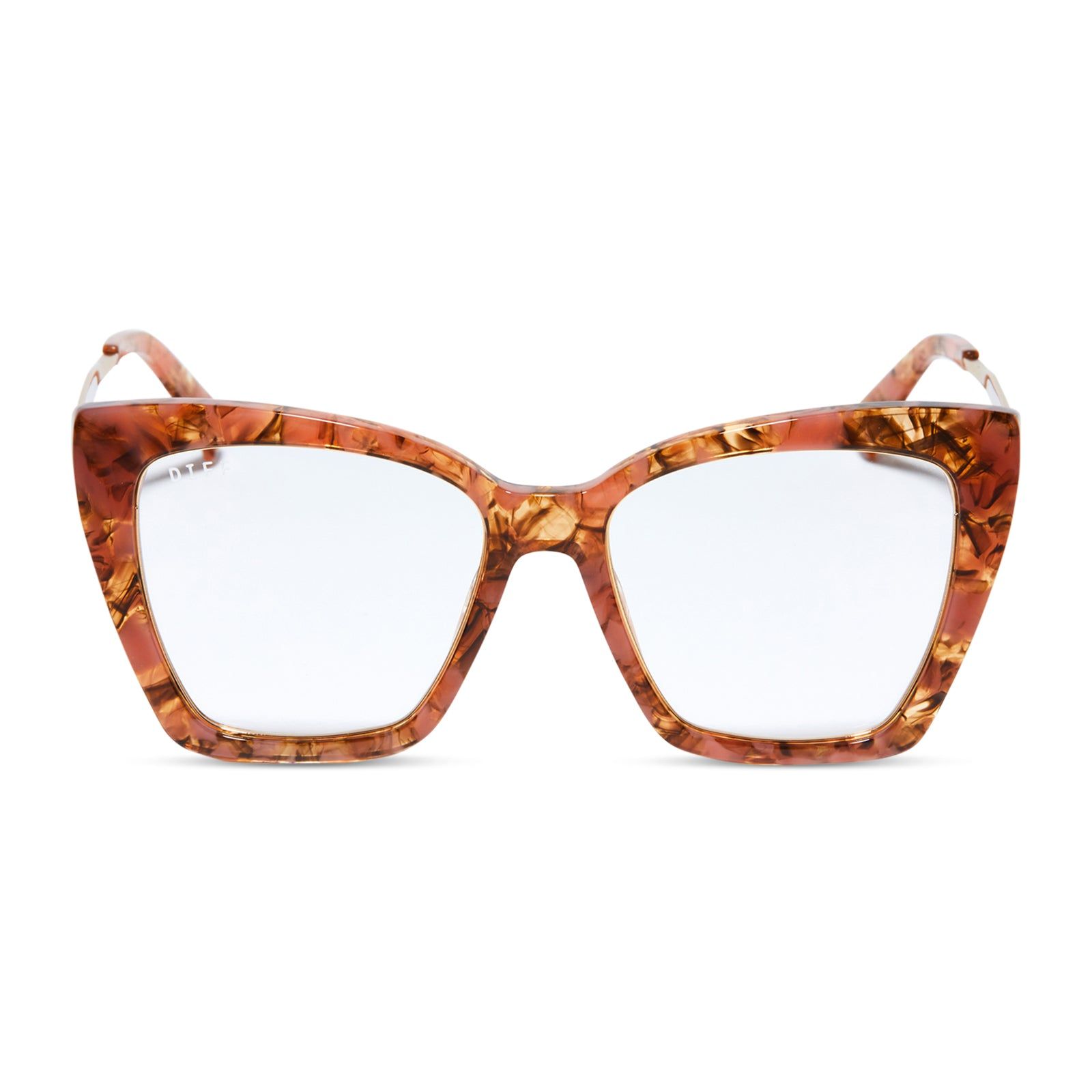 BECKY IV XS - BEIGE CORAL TORTOISE + CLEAR GLASSES sold by Diff Eyewear