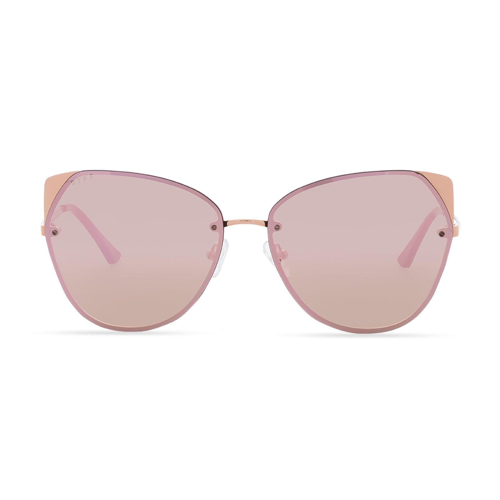 CORA - ROSE GOLD + CHERRY BLOSSOM MIRROR SUNGLASSES sold by Diff Eyewear