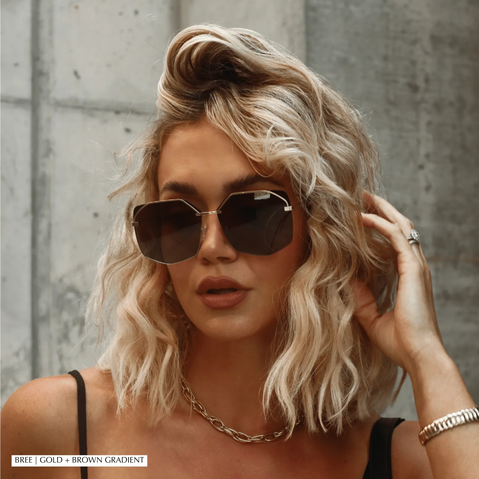 BREE - SHINY GOLD + BROWN + POLARIZED SUNGLASSES sold by Diff Eyewear product image thumbnail 5