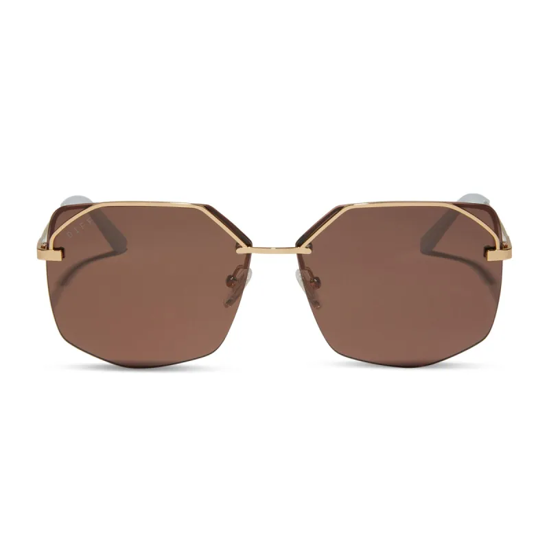 BREE - SHINY GOLD + BROWN + POLARIZED SUNGLASSES sold by Diff Eyewear