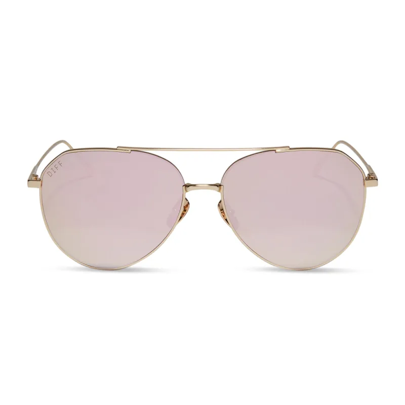 DASH - GOLD + CHERRY BLOSSOM MIRROR SUNGLASSES sold by Diff Eyewear