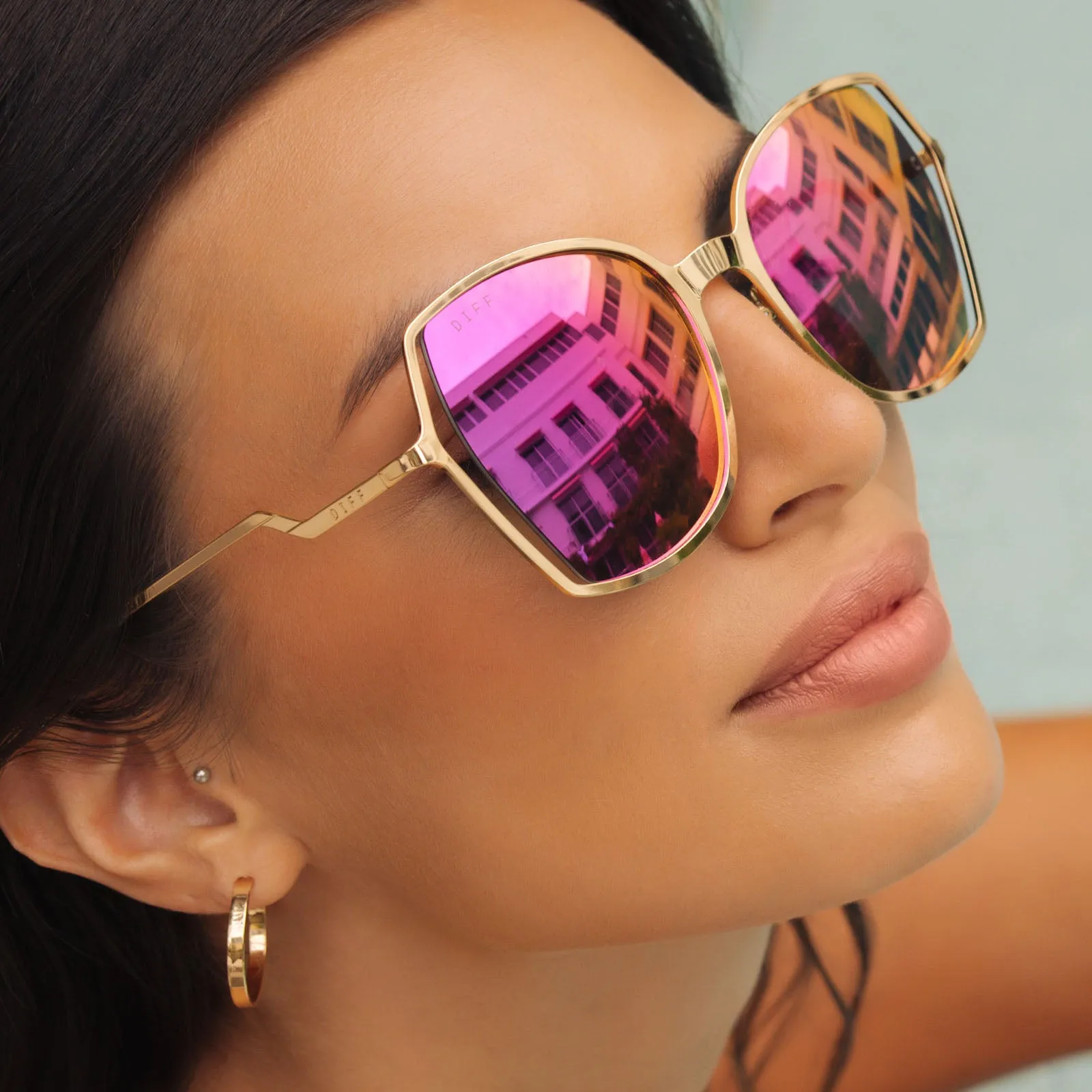 DONNA III - GOLD + PINK RUSH MIRROR SUNGLASSES sold by Diff Eyewear product image thumbnail 5