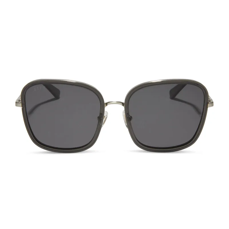 GENEVIVE - BLACK SMOKE CRYSTAL + GREY + POLARIZED SUNGLASSES sold by Diff Eyewear
