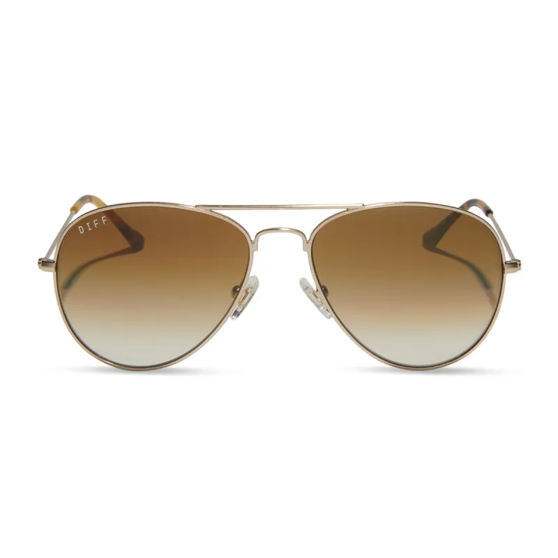 CRUZ - BRUSHED GOLD + BROWN GRADIENT SUNGLASSES sold by Diff Eyewear