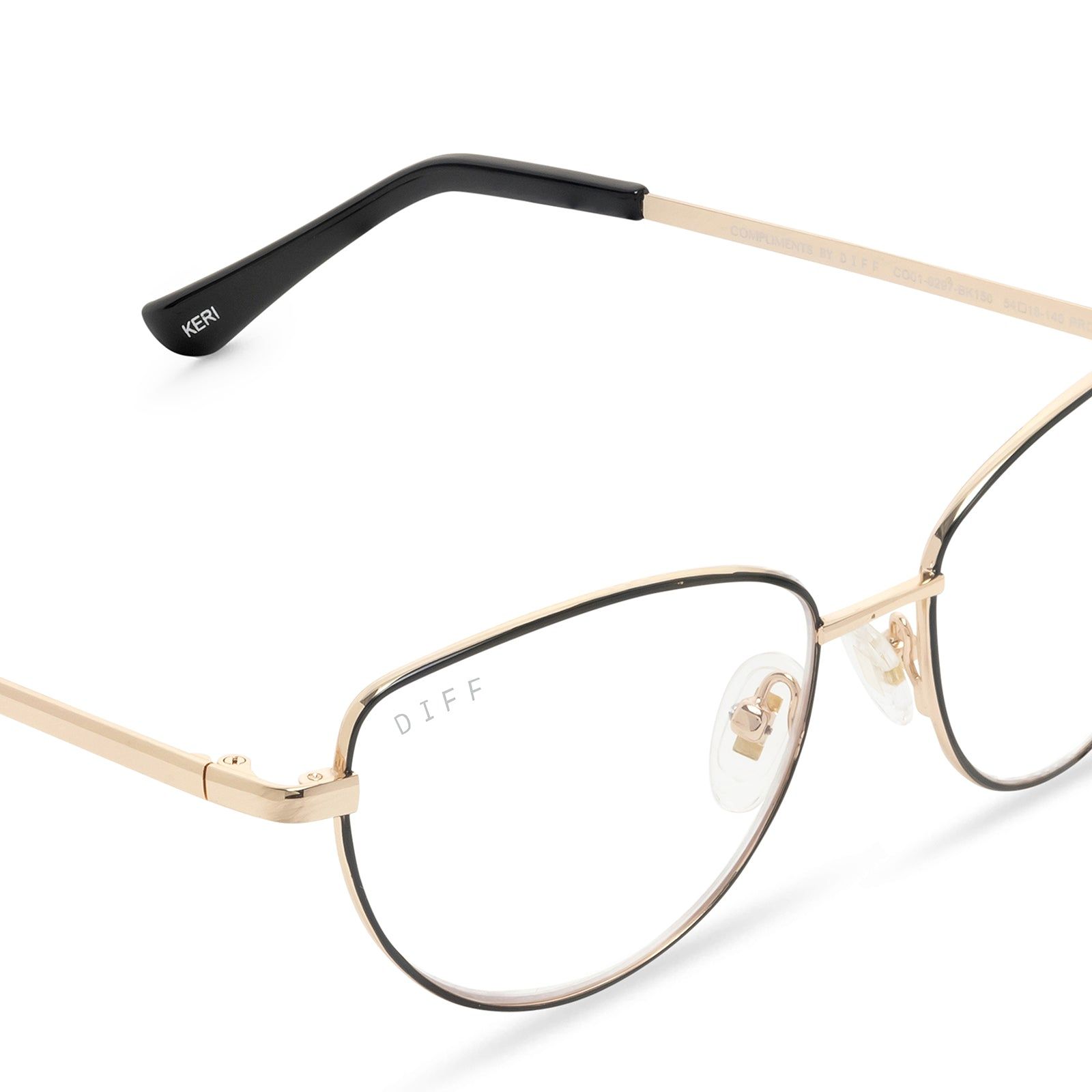 KERI - BLACK/GOLD + PRESCRIPTION GLASSES sold by Diff Eyewear product image thumbnail 4