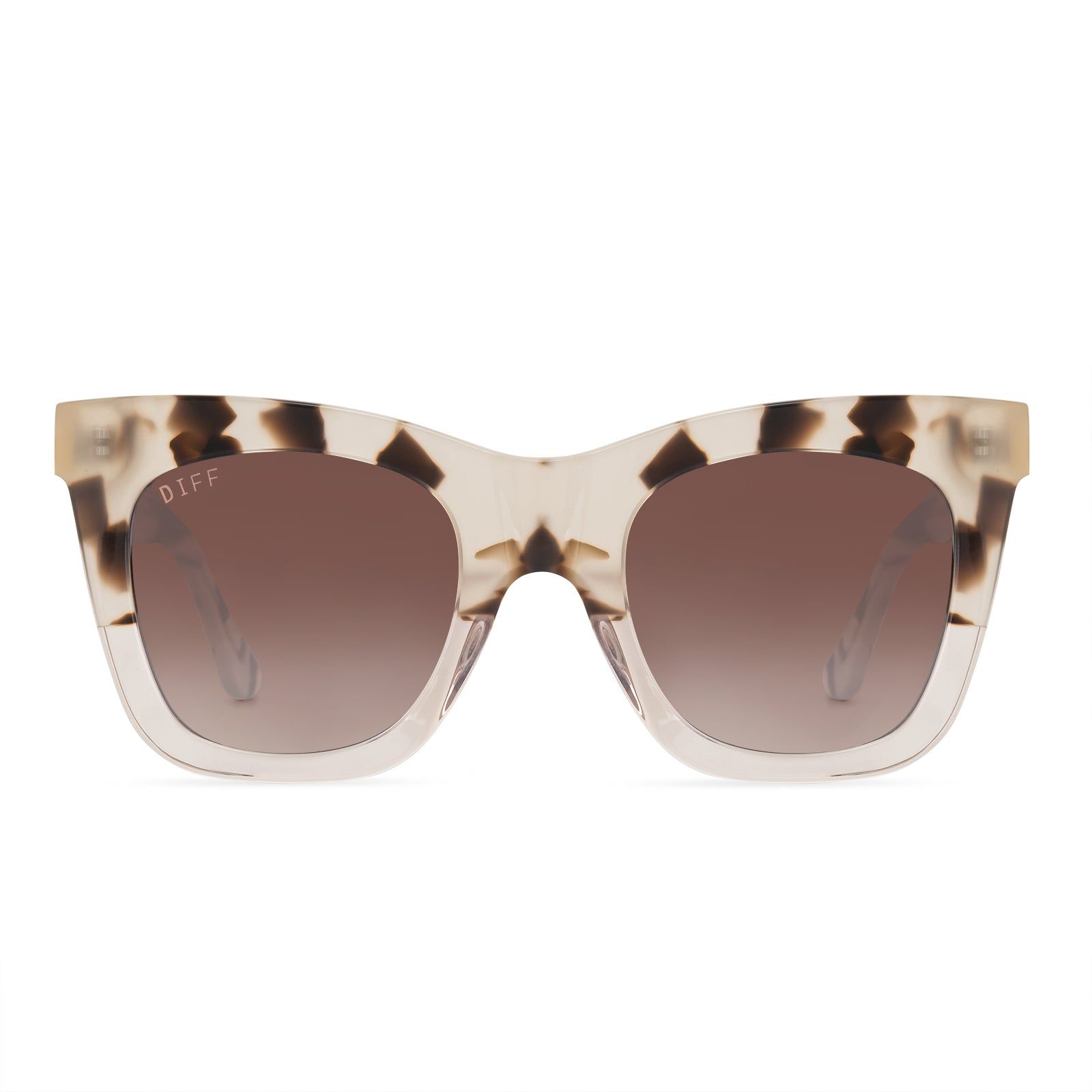 KAIA - CREAM TORTOISE / SANDSTONE + BROWN GRADIENT MIRROR SUNGLASSES sold by Diff Eyewear
