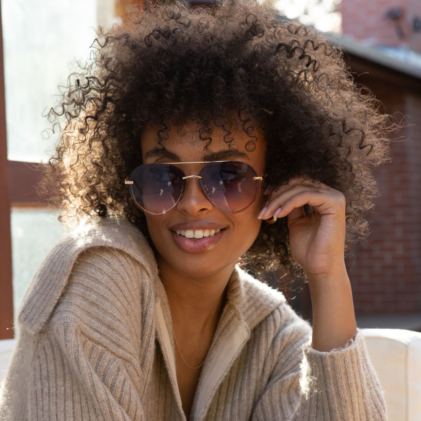 LENOX XS - GOLD + LAVENDER ROSE GRADIENT SUNGLASSES sold by Diff Eyewear product image thumbnail 6