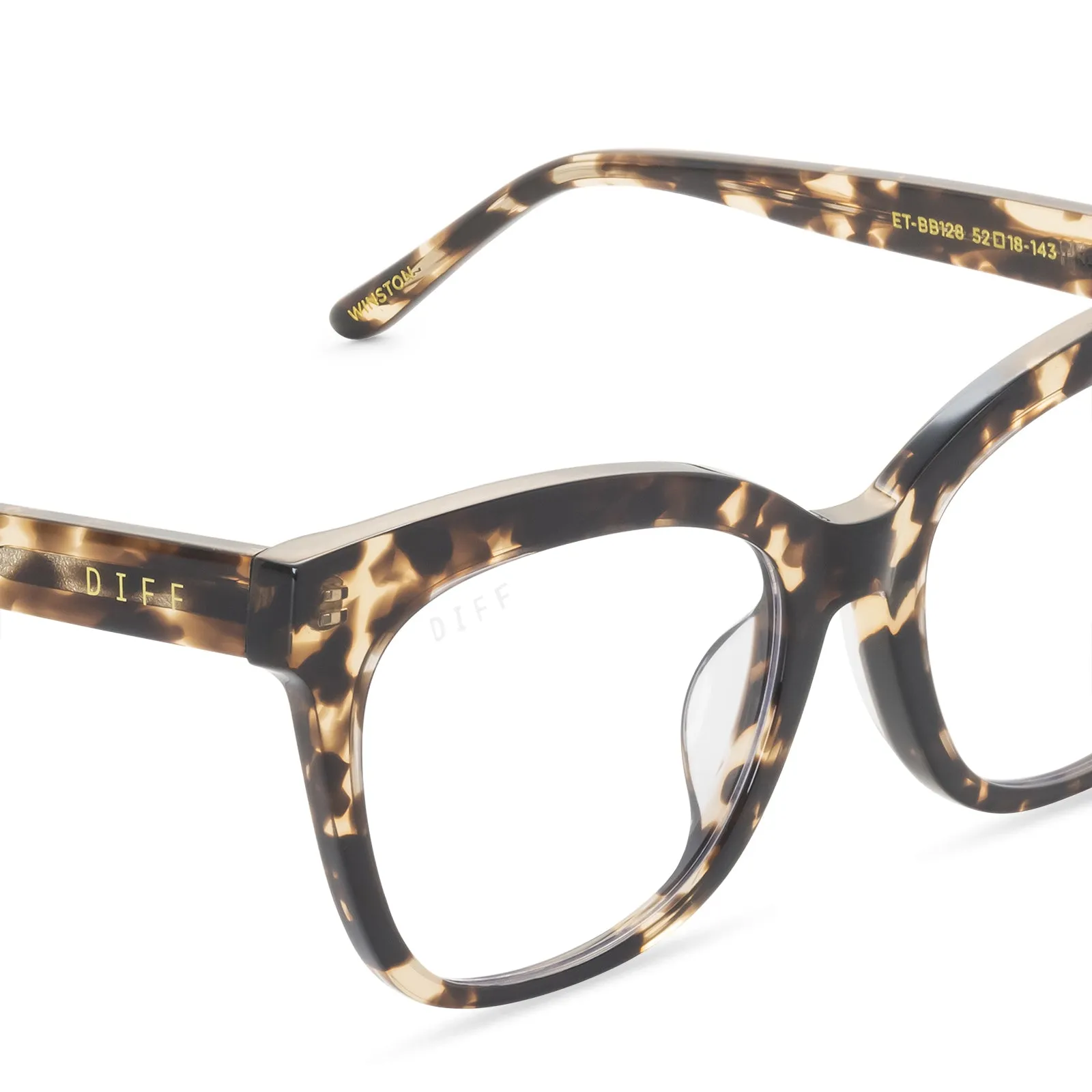 WINSTON - ESPRESSO TORTOISE + BLUE LIGHT TECHNOLOGY GLASSES sold by Diff Eyewear product image thumbnail 3