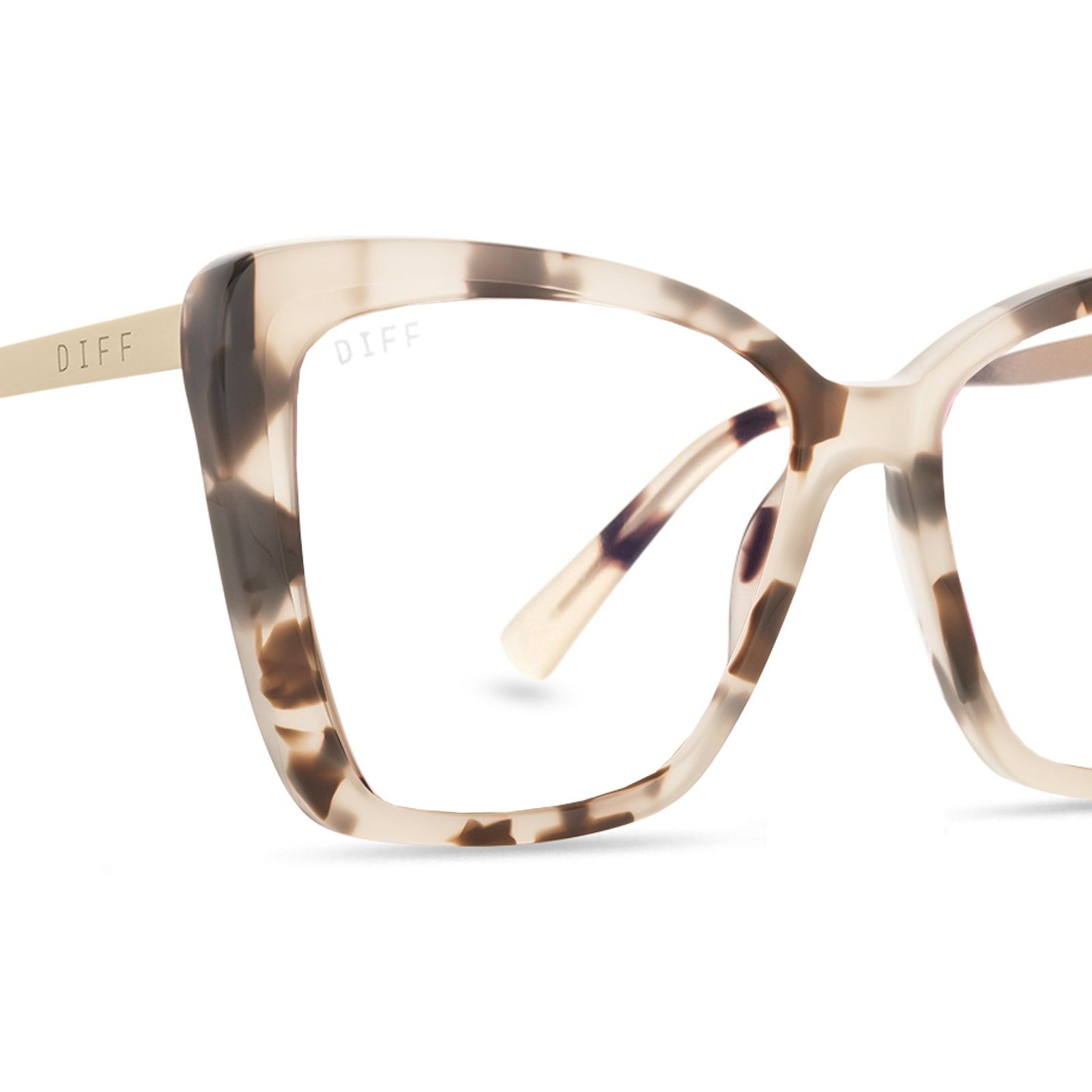 BECKY II XS - CREAM TORTOISE + CLEAR GLASSES sold by Diff Eyewear product image thumbnail 4