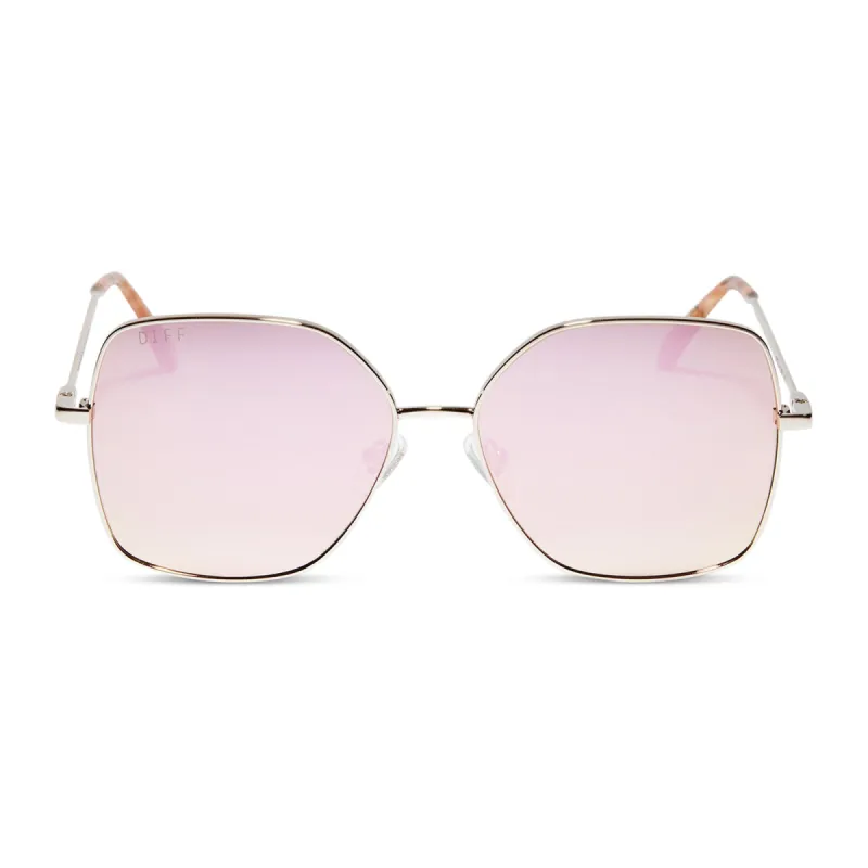 IRIS - GOLD + CHERRY BLOSSOM MIRROR SUNGLASSES sold by Diff Eyewear